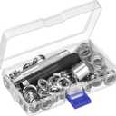 Grommet Tool Kit, Grommet Setting Tool and 100 Sets Eyelets with Storage Box, 1/2 Inch Inside Diameter (Silver)