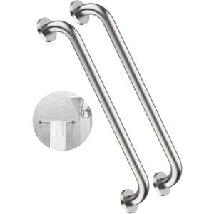2 Pack 24 Inch Shower Grab Bar, ZUEXT Satin Brushed Nickel Stainless Steel Bathroom Grab Bar, Shower Balance Bar,Safety Hand Rail Support,Handicap Elderly Senior Assist Bath Handle(1.25" Diameter)