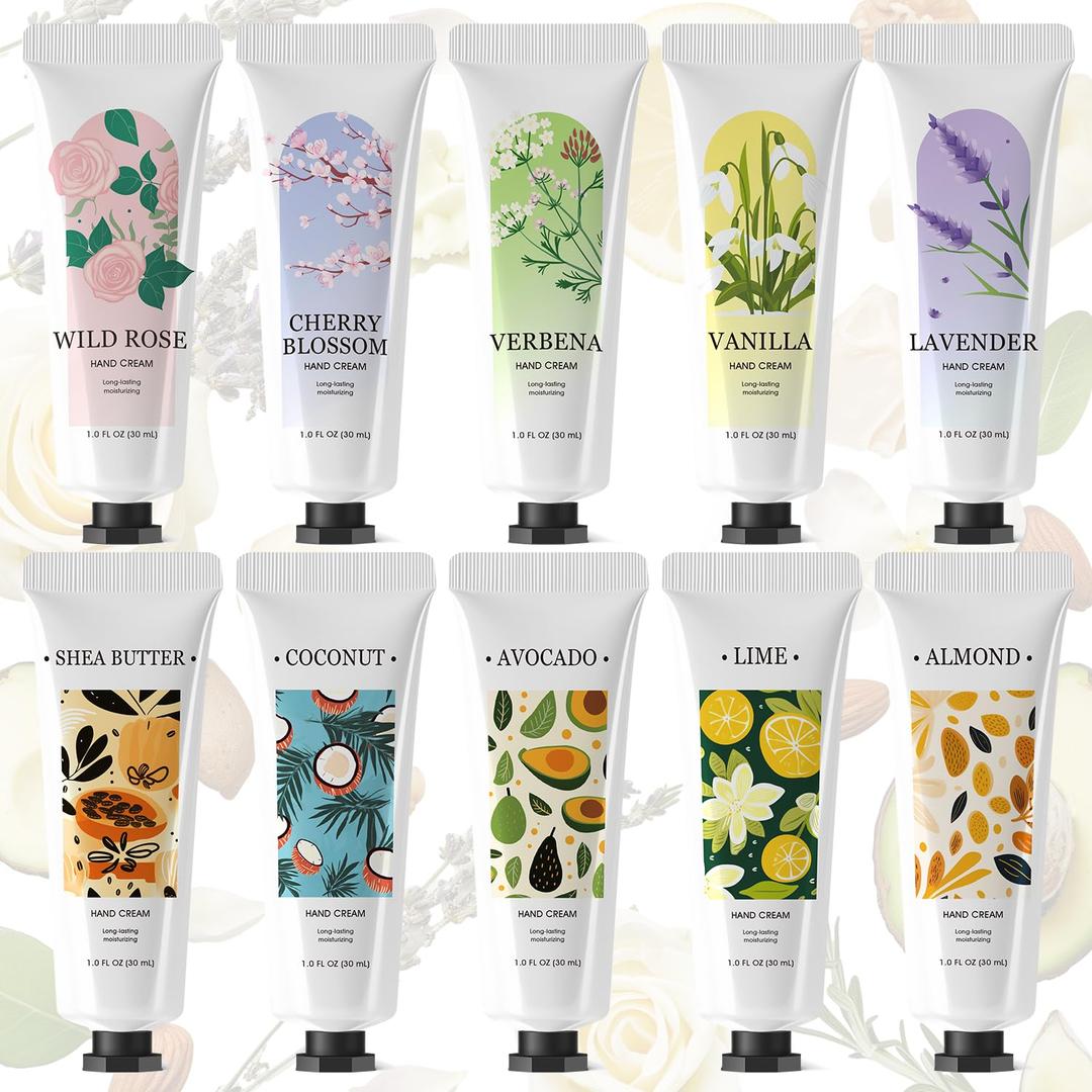spa luxetique 10 Pack Hand Cream Gifts Mothers Day Gifts for Mom Hand Lotion for Dry Cracked Travel Size Mini Moisturizing Lotion for Women Appreciation Gifts 10 x 1.0 oz/30ml