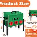 30 LB Large Automatic Chicken Feeder, No Waste Metal Poultry Feeder with 8 Ports, Weatherproof Outdoor Dispenser with Adjustable Legs & Locking Lid for Backyard Chickens, Green