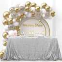 OQSQ Silver Sequin Tablecloth 50x80 inch, Sparkle Sequence Table Cover Glitter Drape Table Cloth Decorations Wedding Birthday Party
