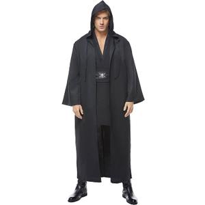 Tunic Hooded Robe Adult Wizard Robes Monk Priest Cloak Halloween Cosplay Knight Hood Cape Renaissance Costumes X-LARGE