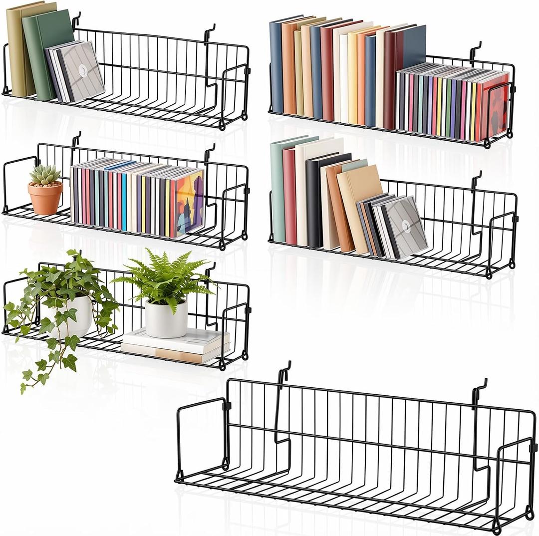 6 Pack CD/DVD Retail Shelf, 23" L x 6" D x 6" H, Grid Wall Shelf
Cassette Slatwall Pegboard Display, Black Hanging Display Rack, Metal CD Wall Shelf Organizer for Retail Store, Home, Office