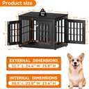 Snuowu 32" Heavy-Duty Dog Crate Furniture for Small/Medium Dogs, Rustic Wooden Dog Cage Kennel Indoor Furniture, Decorative Pet House End Table, Black