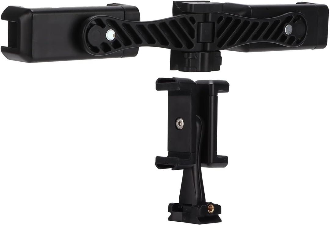 Phone Tripod Mount Adapter, Clip Tripod Monopod Selfie Stick Dual Cell Phone Holder Universal Cold Shoe Adapter for Vlog Live Streaming Video Recording
