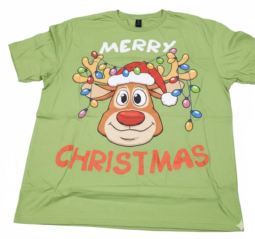 Merry Christmas Lights Red Santa Hat Xmas Family Men Women T-Shirt, XL