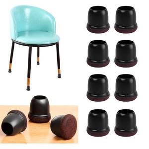 Silicone Chair Leg Floor Protectors with Felt, 16PCS Folding Card Table and Chairs End Tips Chair Leg Caps for Hardwood Floor, Black Metal Furniture Feet Floor Protectors(Round, Fit:0.75"-1.1")
