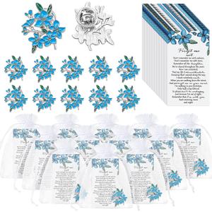 Sasylvia Memorial Pins Bulk Celebration of Life Funeral Favors Flower Brooches Poem Cards(60 Sets)
