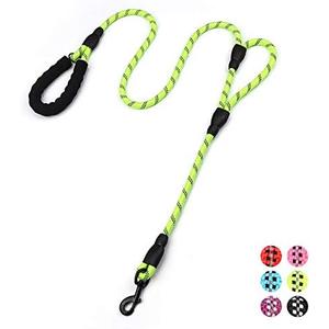 Rope Dog Leash 6ft Long,Traffic Padded Two Handle,Heavy Duty,Reflective Double Handles Lead for Control Safety Training,Leashes for Large Dogs or Medium Dogs,Dual Handles Leads(Green)