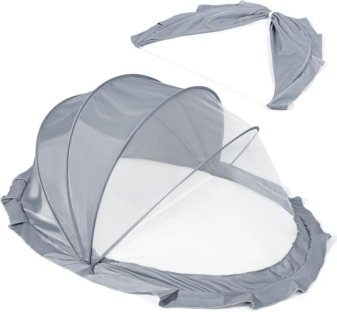 Orzbow Foldable Baby Mosquito Net for Bed with Blackout Canopy, Portable Crib Net Cover Tent for Cots, Playards and Playpen, 0-3 Years Kids Travel & Sleep Mosquito Mesh Cover, Dark Gray