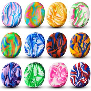 Honeydak 12 Pcs Thumb Worry Stone Worry Stones for Anxiety Clay Anxiety Stone Colorful Stress Soothing Easy to Carry, 12 Styles