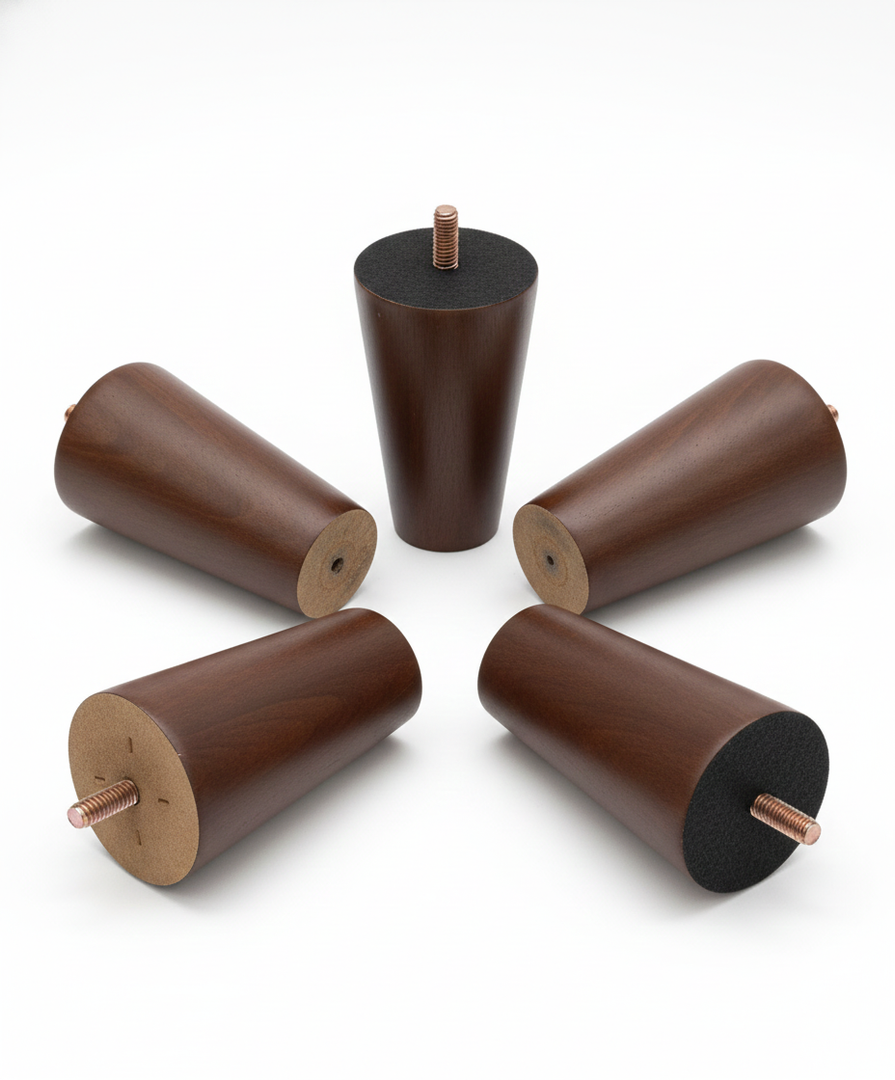 Round Wooden Furniture Legs 2 Inch Wooden Replacement Legs for Furniture Sofa Table Cabinet Set of 4 (Brown)