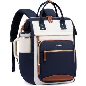 LOVEVOOK Laptop Backpack for Women Work Bag with Large Capacity Cup Side Pocket, 15.6 Inch Waterproof Computer Backpacks (Dark-blue, 15.6INCH)