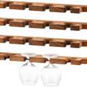 Ripeng 4 Pcs Wall Mounted Wood Stemware Rack Champagne Holder Rustic Wine Glass Hanging Shelf Wood Floating Glassware Wall Holder for Party Kitchen Bar Organizer 17 x 3 x 0. 8 Inch (Dark Brown)