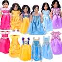 18 inch Doll Clothes Accessories -6Pcs Different Princess Costume Gift Fits All 18-inch Dolls Across Brands