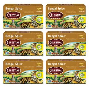 Celestial Seasonings Bengal Spice Herbal Tea, Caffeine Free, 20 Tea Bags Box (Pack of 6) (EXP 03/19/28)