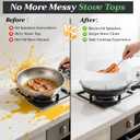 Splatter Guard for Frying Pan 10-13 Inch Pan Protector Grease Splatter Screen Set with Chrome-plated Iron Frame & 2 White PP Sheets Oil Splash Shield for Cooking & Frying