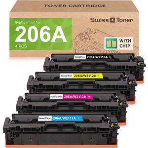 206A Toner Cartridges Replacement for Color LaserJet Pro MFP M283fdw | with Chip Compatible for HP 206A 206X for Color LaserJet Pro M283cdw M283fdn M282nw M255dw M255nw M283 M282 M255 Printer