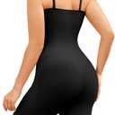Strapless Shapewear Bodysuit Women Tummy Control Seamless Body Suits Shaper with Detachable Shoulder Straps Black Mid Thigh (Black, XL/XXL)