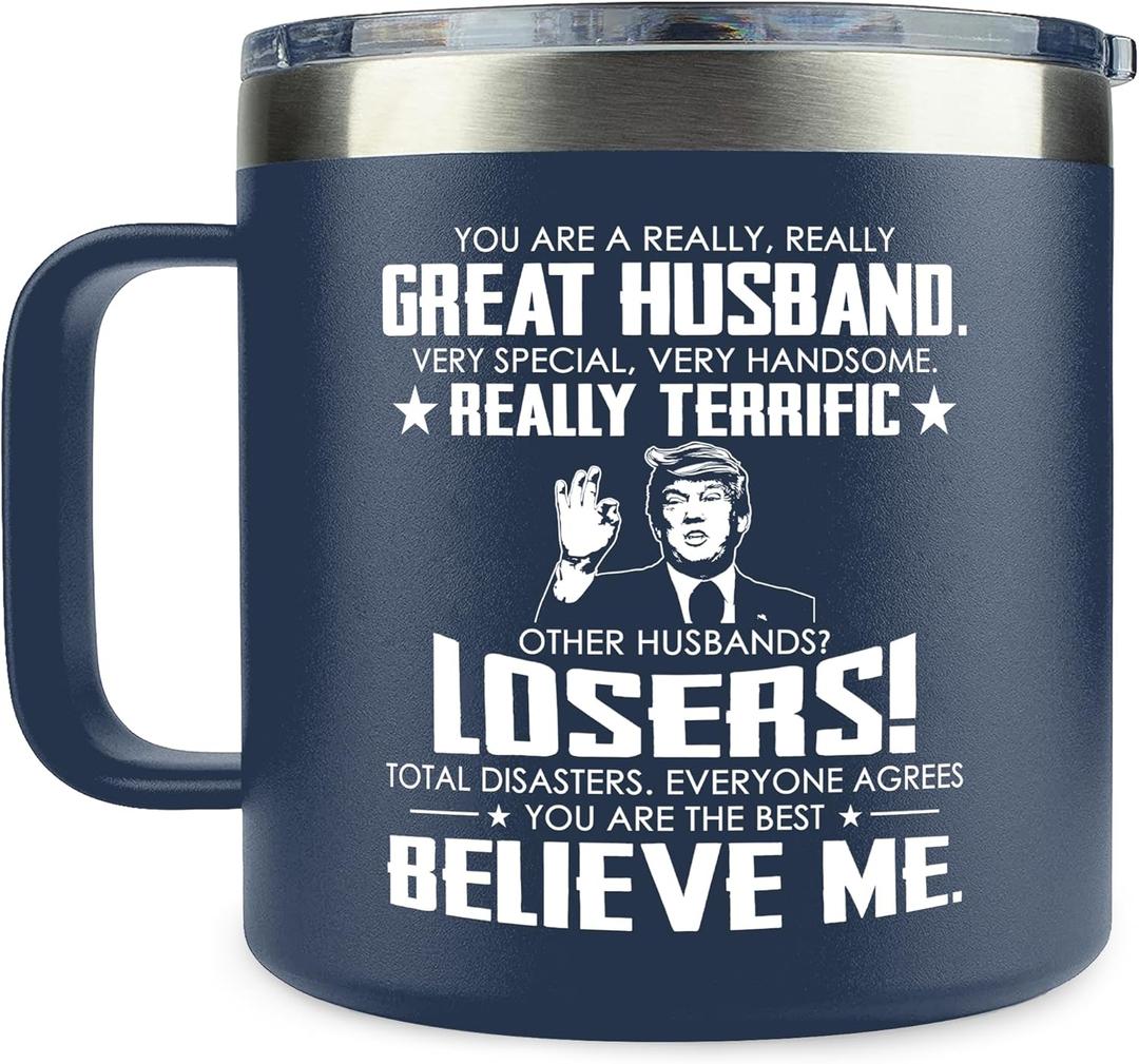 Gifts for Husband - Husband Gifts from Wife - Wedding Anniversary, Birthday, Fathers Day Gift for Him - Love Gift Ideas for Him - 14 Oz Stainless Steel Coffee Mug