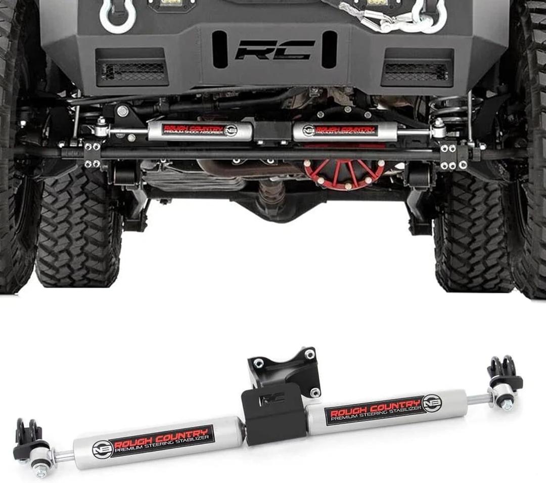 Rough Country N3 Dual Steering Stabilizer for 07-18 Jeep Wrangler JK - 8734930