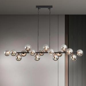 Black Chandelier for Dining Room, 55 Inch Glass Globe Sputnik Chandelier, 16 Lights