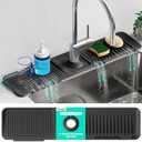 24 Inch Longer Faucet Mat for Kitchen Sink, 5° Slope Fast Self-draining, Kitchen Sink Splash Guard Silicone Sink Faucet Mat Splash Guard Kitchen Sink Area Tidy Splash Faucet Guard Draining Mat