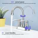 Brushed Nickel Bathroom Faucet, 2-Handle Lead-Free 360 Swivel High-Arc Spout 4 Inch Centerset Bath Lavatory Vanity Sink Faucets Set for Sinks with Drain & Water Hoses, VABM80008L