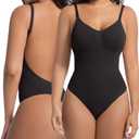 Backless Thong Shapewear for Women with Tummy Control, Seamless Sculpting Bodysuit for Workouts and Daily Wear (Small-Medium, Black)