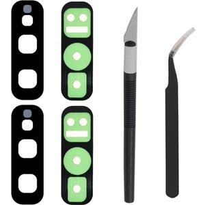 EMiEN 2 Pack Rear Back Camera Lens Glass Replacement for Samsung Galaxy S10e G970 (All Carriers) 5.8 Inch with Adhesive Sticker, Anti-Static Tweezers, Precision Knife Repair Tool Kit