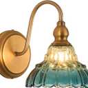 Vintage Wall Sconce Yellow and Blue Gradient Wall Light Bedside Wall Lamp Matte Brass Bedroom Light Fixtures in Door Lighting Fixture for Living Room Hallway Corridor