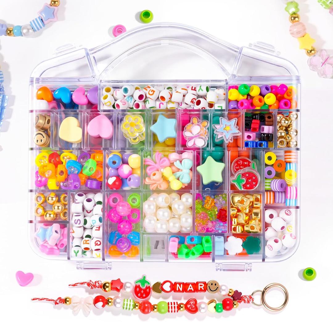 DIY Bag Charm Making Kit Bead Keychain Making Kit Letter Beads for Christmas Party, Family Activity Art Craft Bag Charm for Jewelry Making Supplies Personalized Alphabet A-Z Beads DIY Crafts