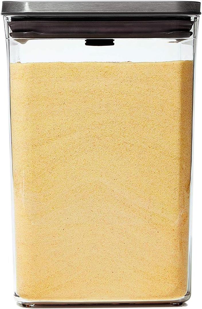 OXO Steel POP Container Big Medium Square  4.4 Qt for Flour, Sugar and More,Grey