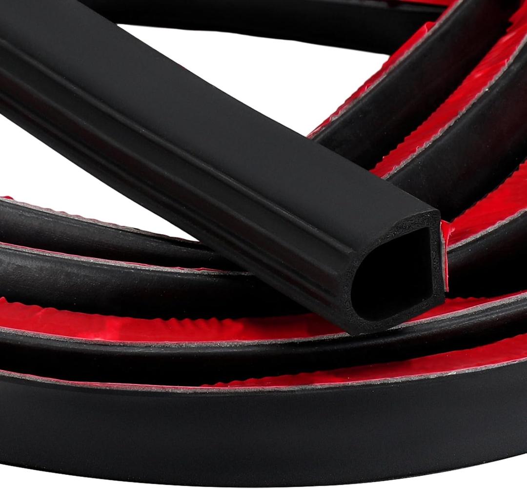 Rubber D Shape Door Seal Strip 1" RV Slide Out Seal Self Adhesive EPDM Rubber Heavy Duty Automotive Weather Stripping for Fill Gaps Apply to Car Truck RV Boat Home Application (18 Feet)