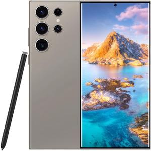 C24 Ultra Unlocked Smartphone, 8GB+256GB, Android 14.0 OS, 6.8-inch Large Screen, 6500mAh Battery, Built-in Stylus, Supports 5G/Dual SIM Cards/Face Unlock/Fingerprint Unlock/GPS (Gray)