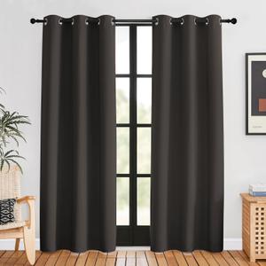 NICETOWN Blackout Curtains for Bedroom, Toffee Brown, 42 W by 80 L, Set of 2, Thermal Insulated Curtains & Drapes with Grommet Top for Living Room, Privacy Window Treatment Draperies