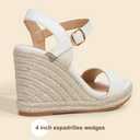 IDIFU IN4 Espadrille Wedge Sandals for Women Open Toe Ankle Strap Platform Wedges Heels Causal Summer Wedge Shoes Comfortable Espadrilles Wedges (White, 11)