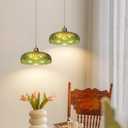 Glass Lamp Shades,Vintage Green Shade 9.4in E26 Flower Shape Replacement Lampshade for Floor, Wall, Pendant, Vanity Light 2Pcs