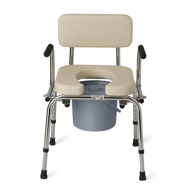 Medline Drop Arm with Padded Seat and Backrest, 350 lbs Weight Capacity, Beige