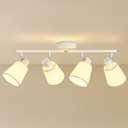 HiBay Directional 4-Light Track Lighting, White Farmhouse Fabric Ceiling Light Fixture, Modern Flush Mount Spotlight for Kitchen, Bedroom, Living Room, E26 Base (Bulbs Not Included)