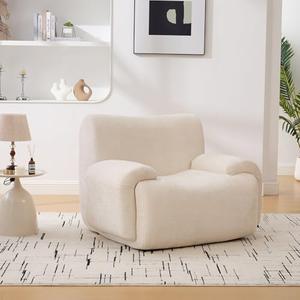 Oversized Accent Chair, Comfy Upholstered Barrel Armchair with Deep Seats, Perfect for Living Room, Bedroom, Apartment, Beige