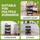 AGTEK Makeup Cart, Movable Rolling Organizer Cart, Black 3 Tier Metal Utility Cart