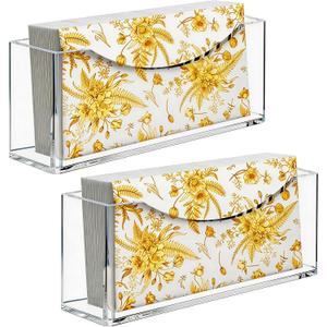 2-Pack Value Acrylic Napkin Holder, Clear Waterproof Vertical Guest Towel Holder, Disposable Hand Towels Tray for Bathroom/Hotel/Kitchen/Dining Table