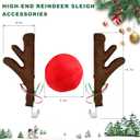 Car Reindeer Kit, Premium Auto Christmas Decoration Set with Antlers & Red Nose & Jingle Bells, Universal Reindeer Ornament Kit Exterior Accessories for Car SUV Truck (Coffee)