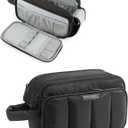BAGSMART Travel Toiletry Bag for Women, Wide-open Makeup Bag Organizer, Puffy Make Up Case, Large Capacity Cosmetic Organizer for Women for Travel Essentials Toiletries Accessories Bottles(Black)