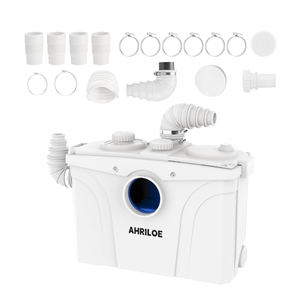 900W Macerator Pump, Macerating Toilet System with 2 Outlets/5 Inlets, Sewage Pump for Basement, Sink, Toilet, Laundry, Kitchen
