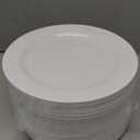 FOCUSLINE 100 Count White Plastic Plates 10 Inch, Disposable Heavy Duty Dinner Plates- Premium Hard Plastic Plates Fancy Disposable White Plates for Weddings, Parties and Events