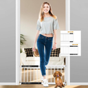 White Metal Dog Gate for Small Dogs  13.3" Short Freestanding Puppy Gate with Retractable Sliding Rail, No Installation, Indoor/Outdoor Use, Foldable & Portable Pet Barrier