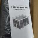 ALIMORDEN Pool Storage Bin with Wheels, Extra Large Pool Toy Organizer with Handles, Mesh Rolling Pool Float Storage for Outdoor, Holds Noodles Floats Towels, Heavy Duty Metal Frame for Patio, Black