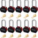 FIGODE Large Sturdy Steel Locks with 24 Same Keys, Heavy Duty Padlock, 2-3/4" Wide, 2.7" Long Shackle Locks for Door, Gate, Storage, Fence, Shed, Latch. 12 Pack Keyed Alike